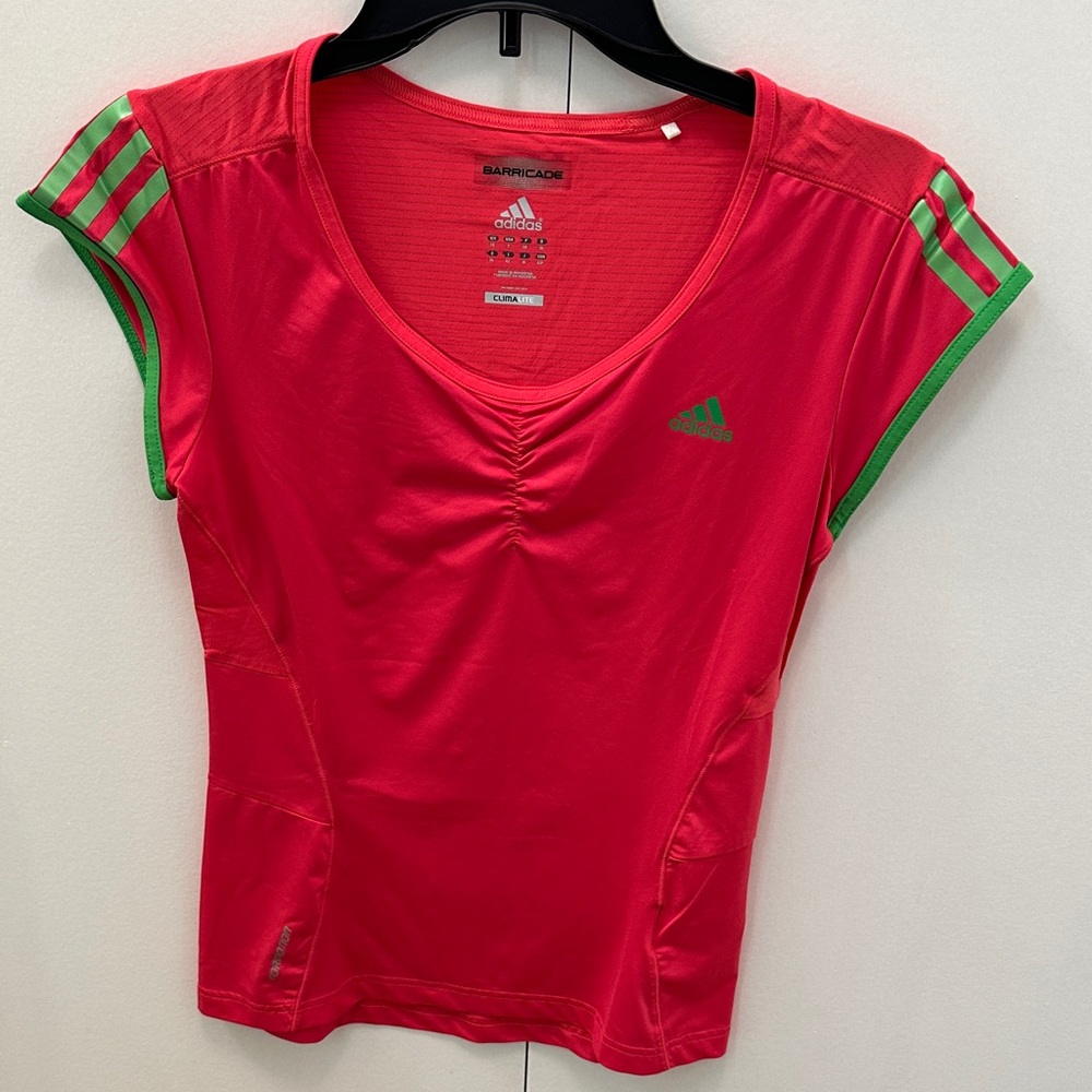 Adidas Women's Tennis Red and Green Sports Top size S